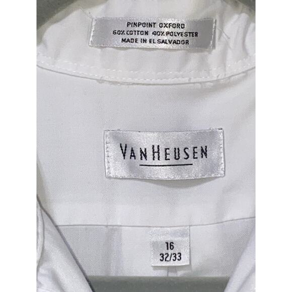 Van Heusen Pinpoint Oxford Button Down Long Sleeve Shirt Size 16 32/33 - Picture 3 of 5